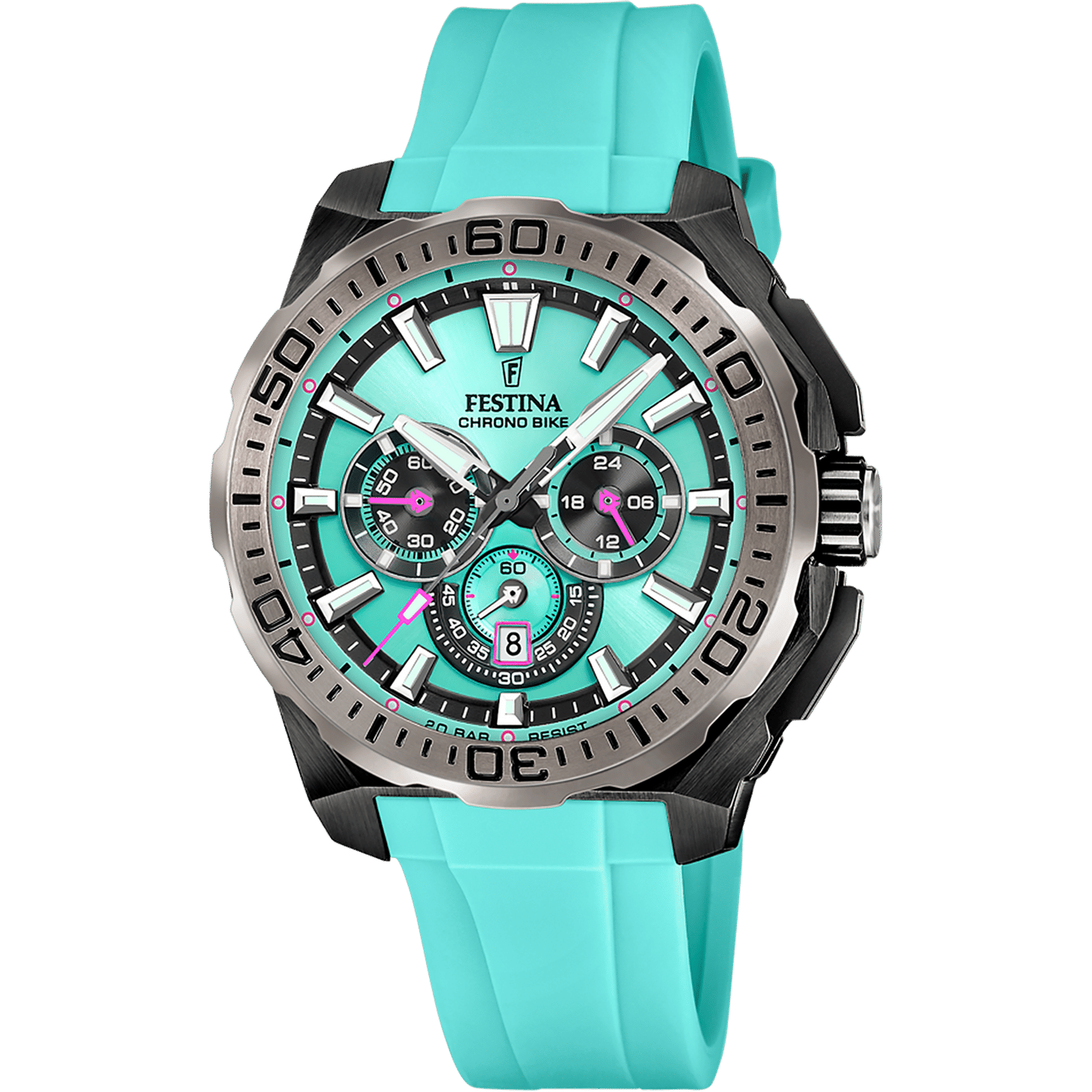 Festina Chrono Bike F20726/2 Herren Armbanduhr Schwarz/Hellblau • Chronograph • 20 ATM