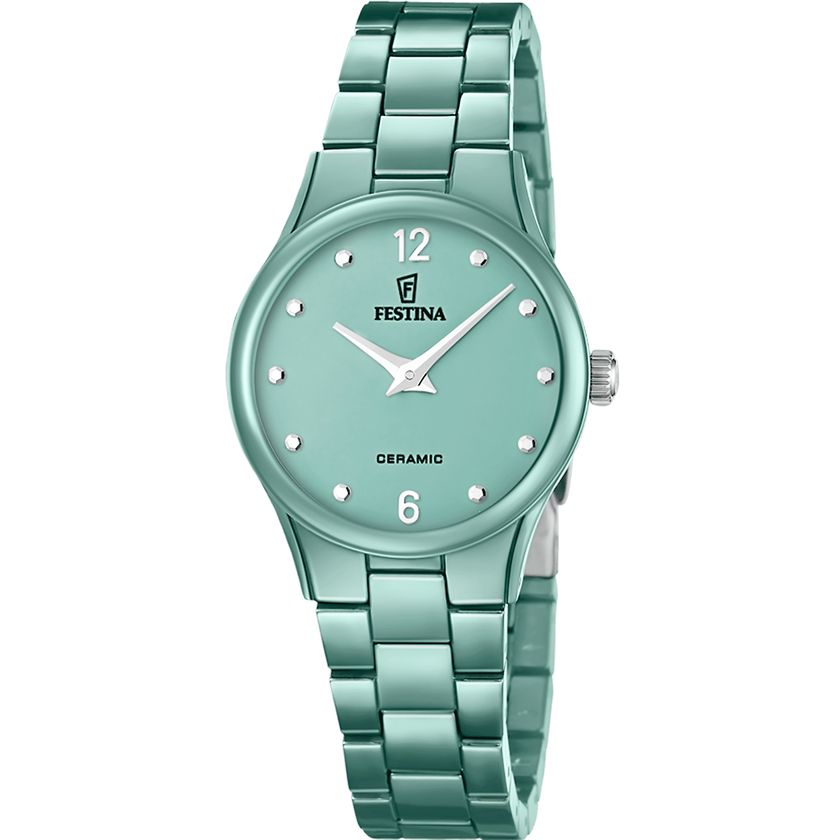 Festina F20751/3 Damenuhr Keramik Salbeigrün • Keramikarmband • Elegantes Damendesign