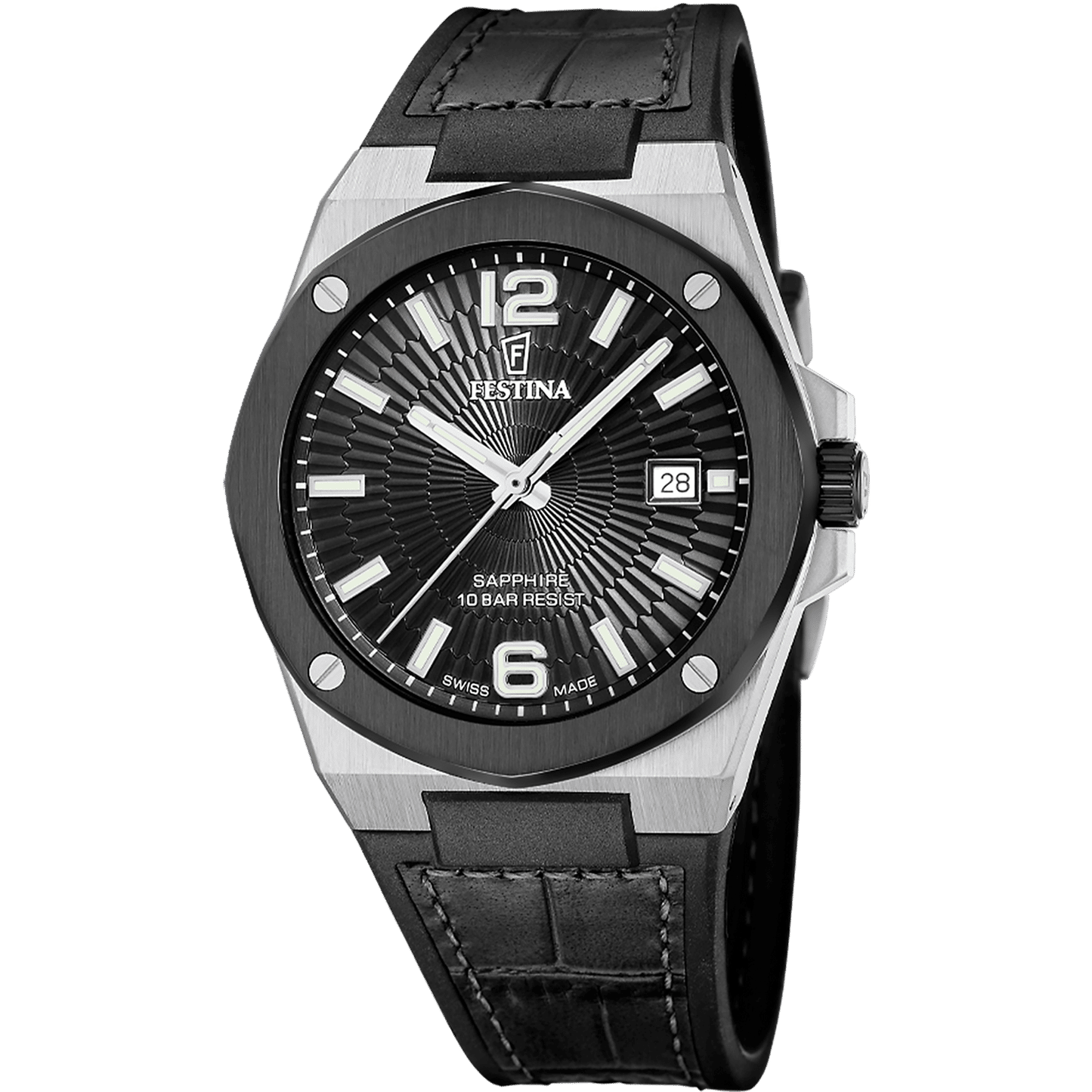 Festina Swiss Made F22001/4 Vallée Herrenuhr • Schwarzes Zifferblatt • Schweizer Qualität