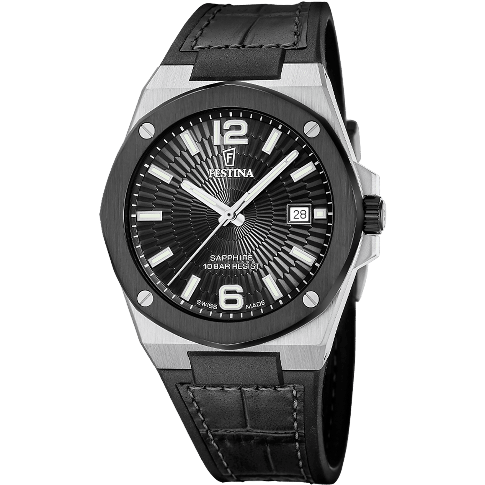 Festina Swiss Made F22001/4 Vallée Herrenuhr • Schwarzes Zifferblatt • Schweizer Qualität