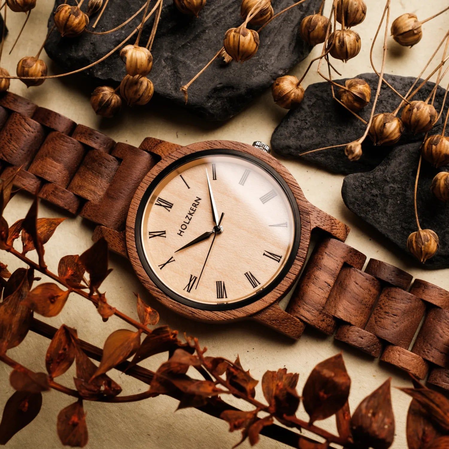 Holzkern Fall Dusk Armbanduhr Braun • Holzarmband • Miyota Quarzwerk, Bild 3