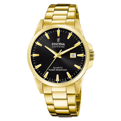 Festina Swiss Made F20044/6 Herrarmbandsur Svart • Safirglas • Swiss Made Kvartverk