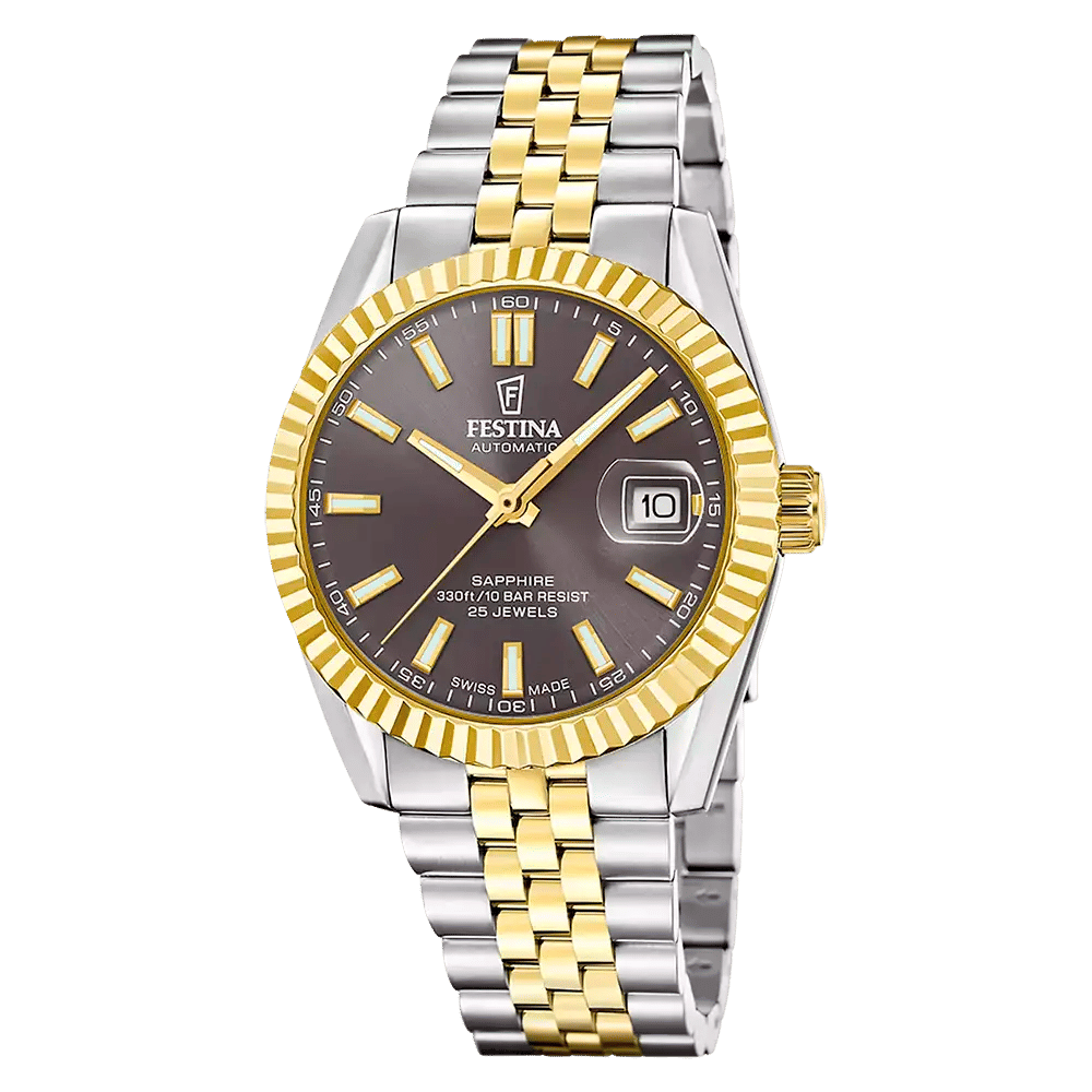 Festina Swiss Made F20091/3 Herrklocka Grå • Automatiskt Urverk Soprod P024 • Safirglas