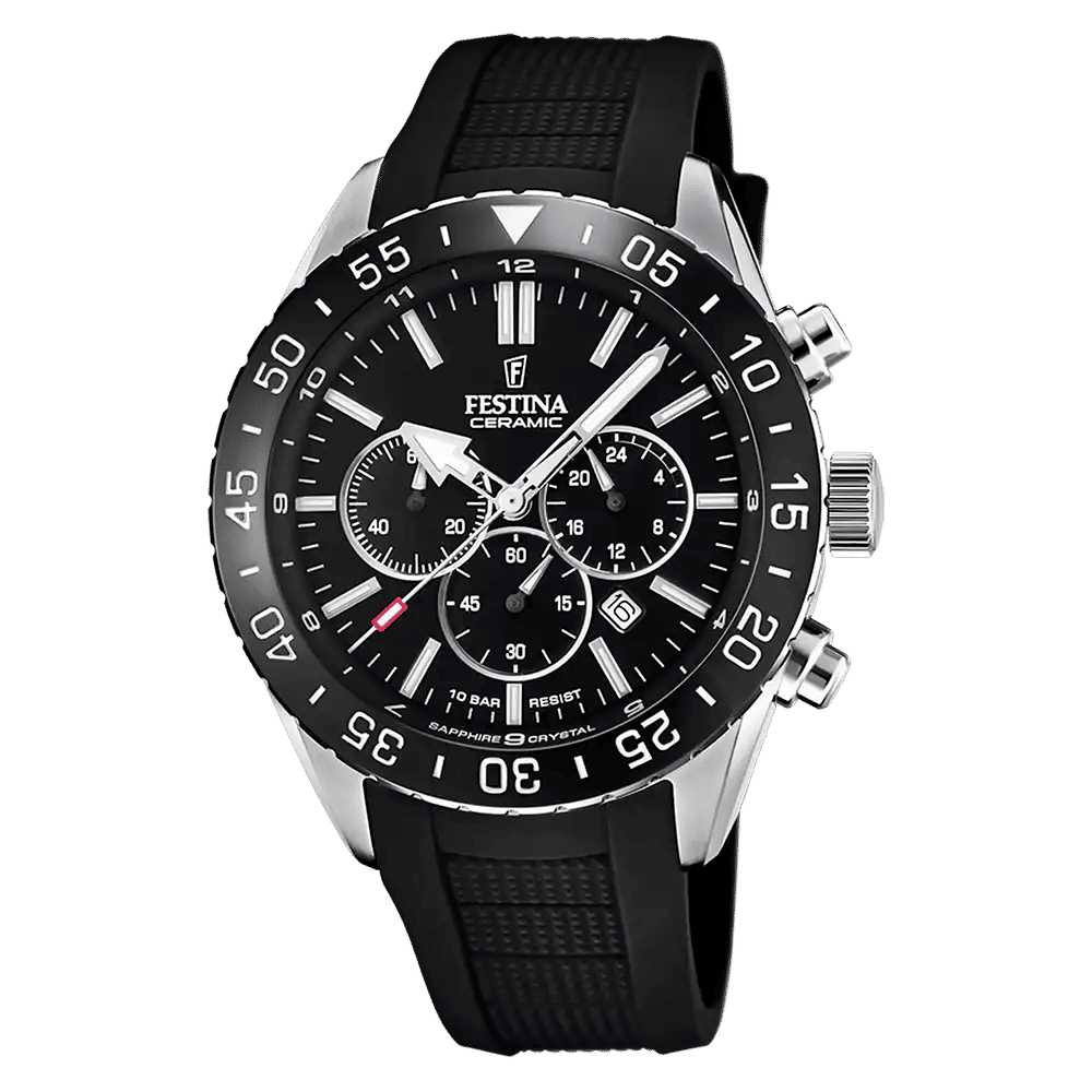 Festina Ceramic F20515/2 Herrur Svart • Safirglas • Kronograf