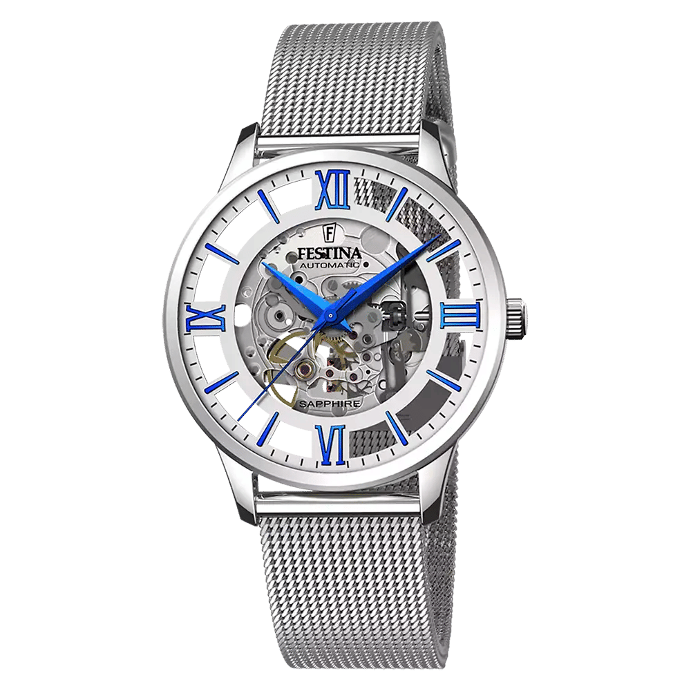 Festina F20534/1 Herrklocka Silver • Automatiskt Urverk • Safirglas