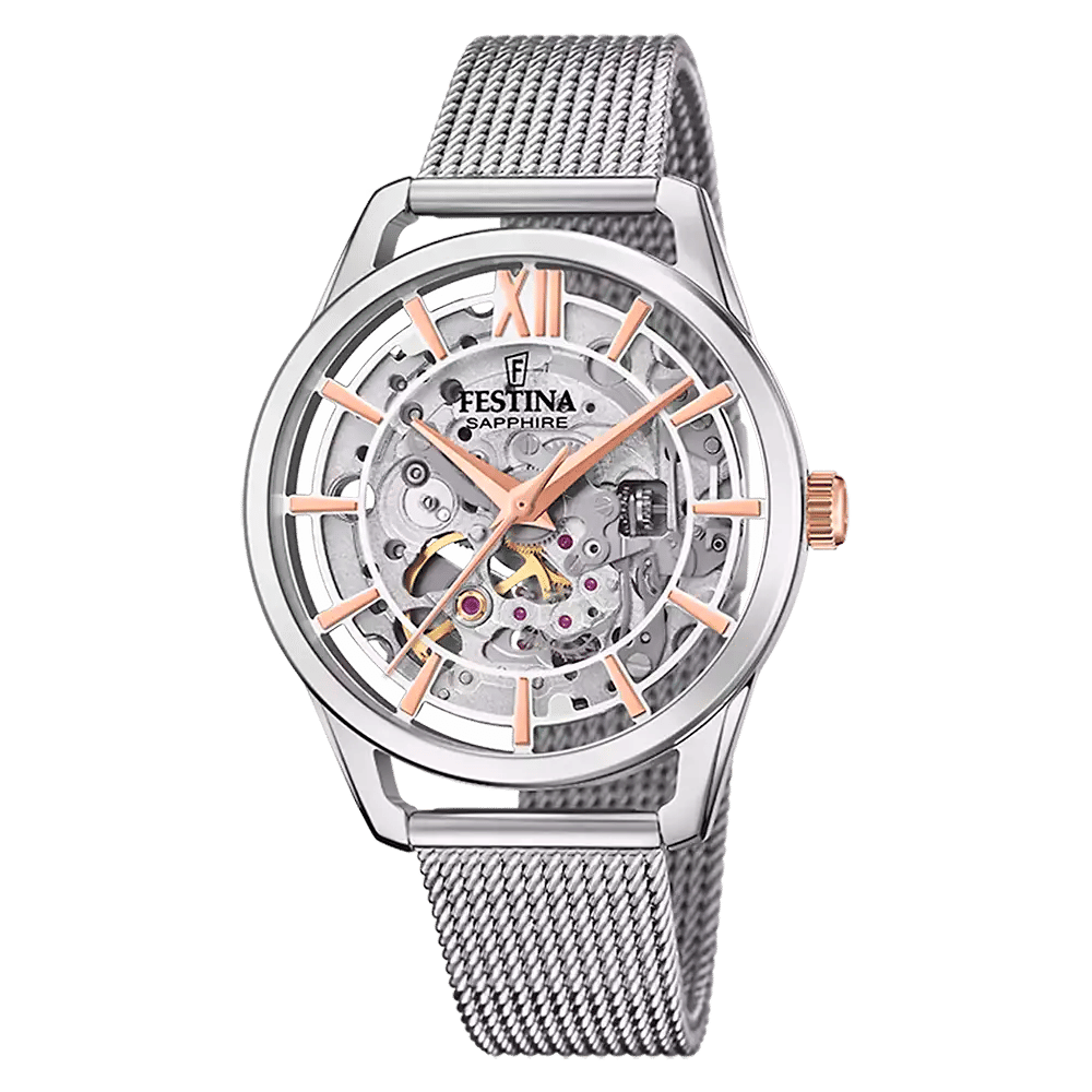 Festina F20627/1 Damklocka Silver • Automatiskt Urverk • Safirglas