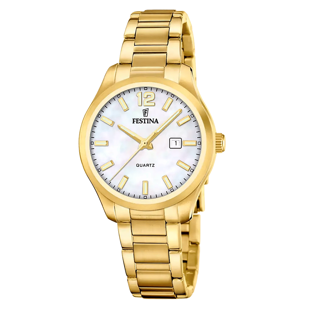 Festina Classics F20741/1 Damklocka Beige • Pärlemorurtavla • Mineralglas