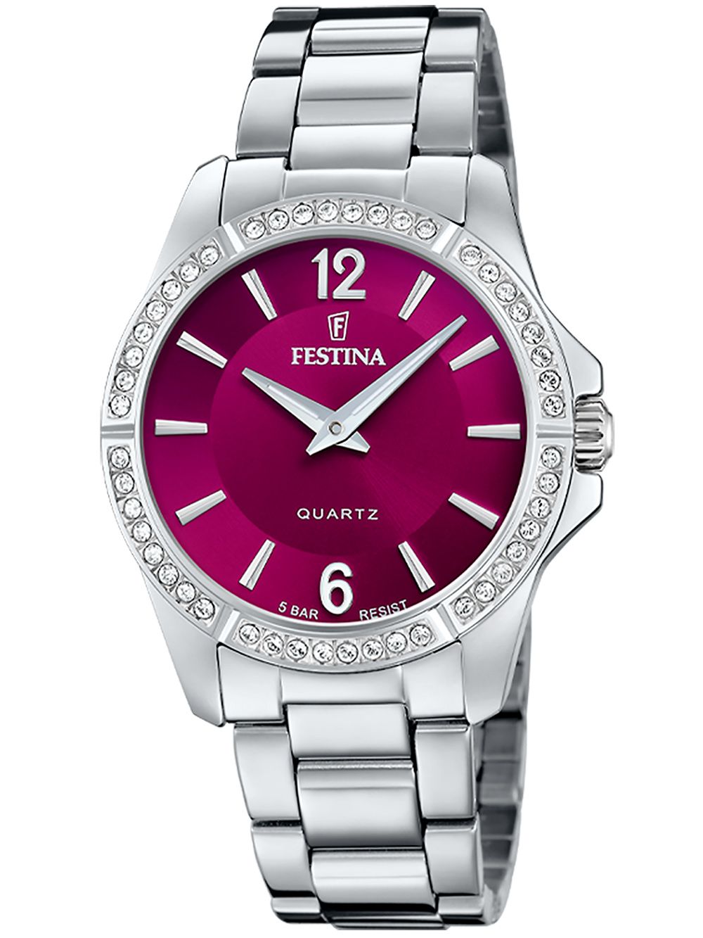 Festina Mademoiselle F20593/2 Damenuhr Bordeaux • Mineralglas • Edelstahl-Armband