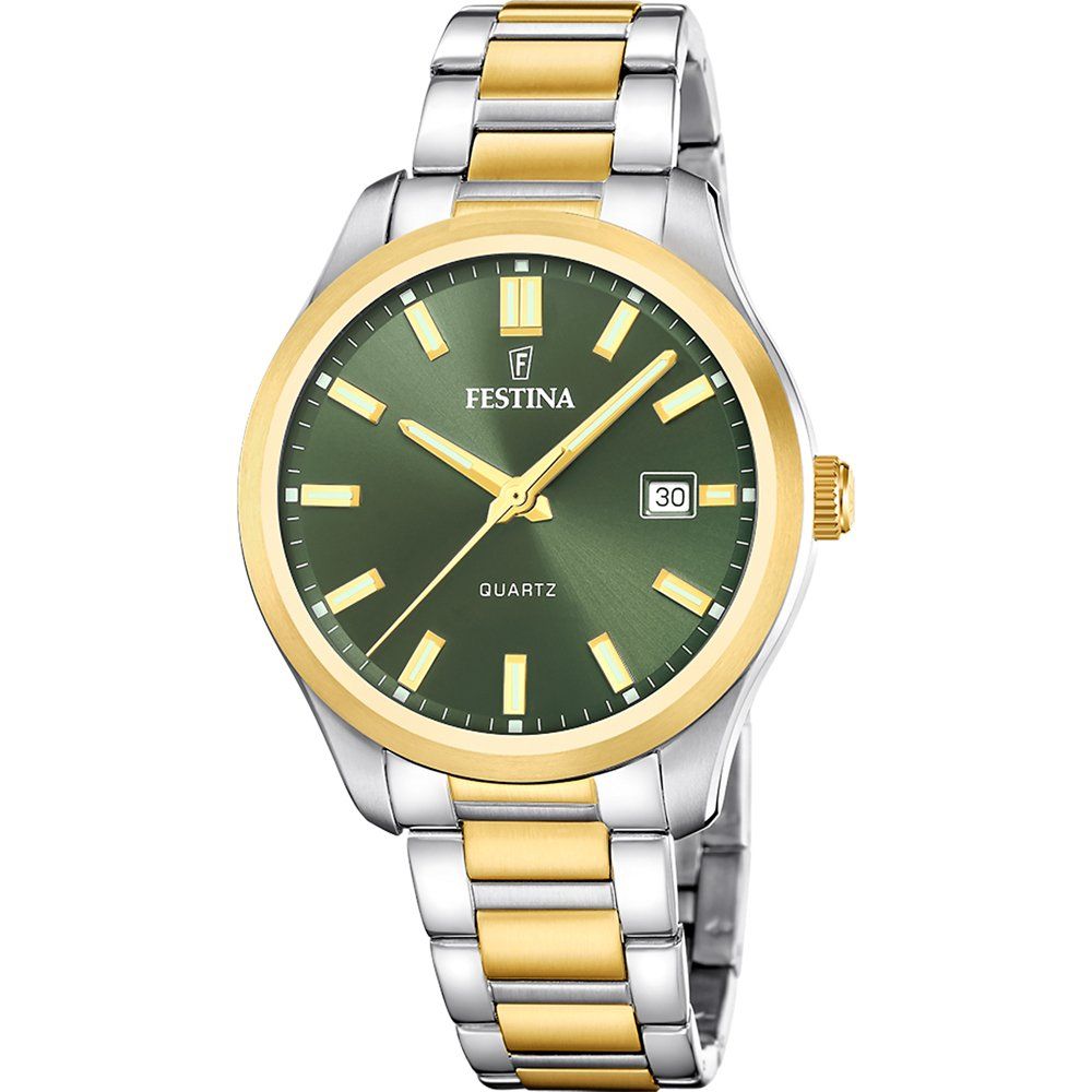 Festina Classics F20738/2 Herren Armbanduhr Bicolor • Quarzwerk mit Datum • Mineralglas