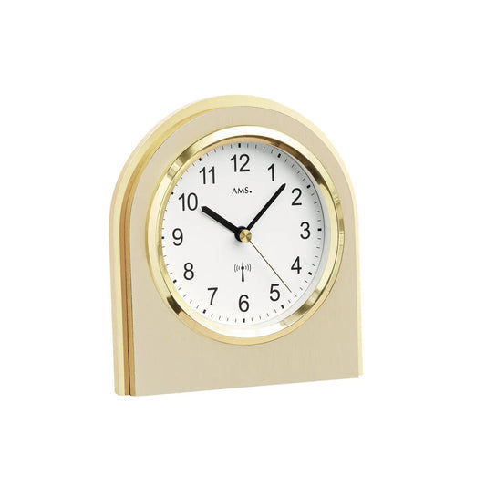 Reloj de mesa AMS F5197 de madera natural • Radiocontrolado • Cristal mineral