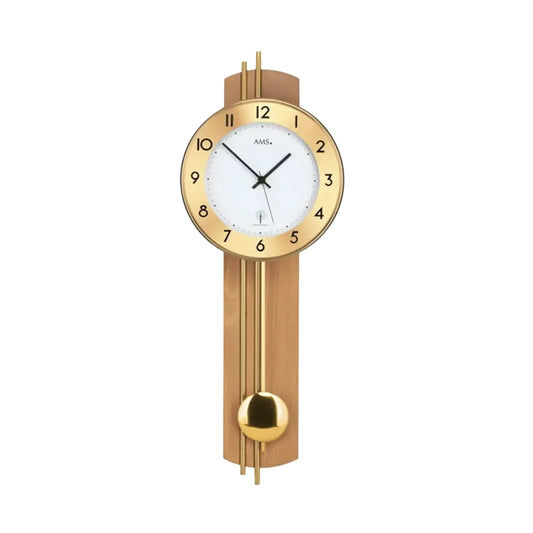 Reloj de pared AMS Meran 5266/18 de haya • Reloj de péndulo radiocontrolado • Números arábigos