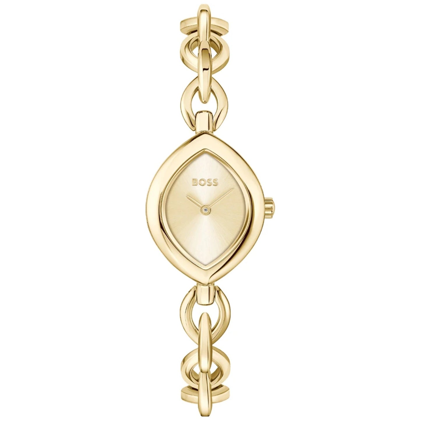 BOSS Fiora Damenarmbanduhr, goldfarbenes Gehäuse, weißes Zifferblatt, Gliederband