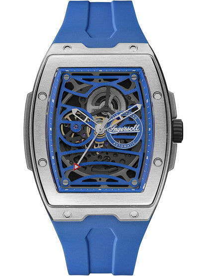 Ingersoll Challenger I12308 Herrenuhr Blau • Automatikwerk • Skelett-Zifferblatt