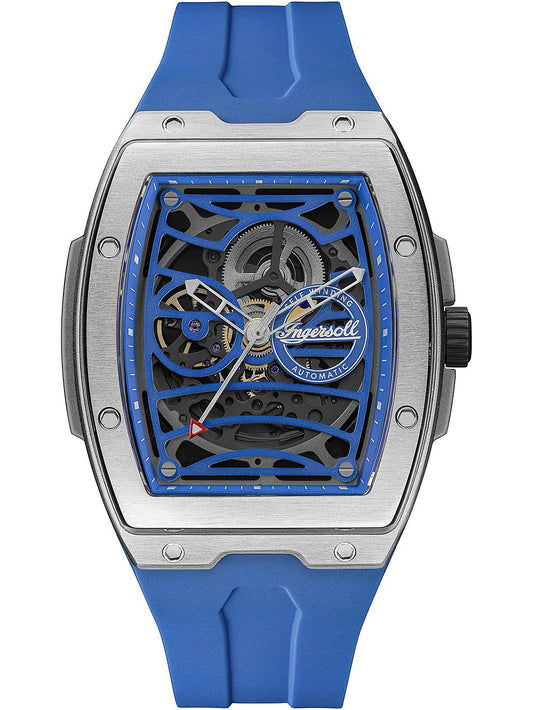Ingersoll Challenger I12308 Herrenuhr Blau • Automatikwerk • Skelett-Zifferblatt