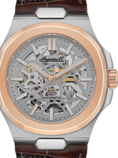 Ingersoll The Catalina I12503 Herrenuhr Silber • Skelett-Automatik • Roségold-Lünette