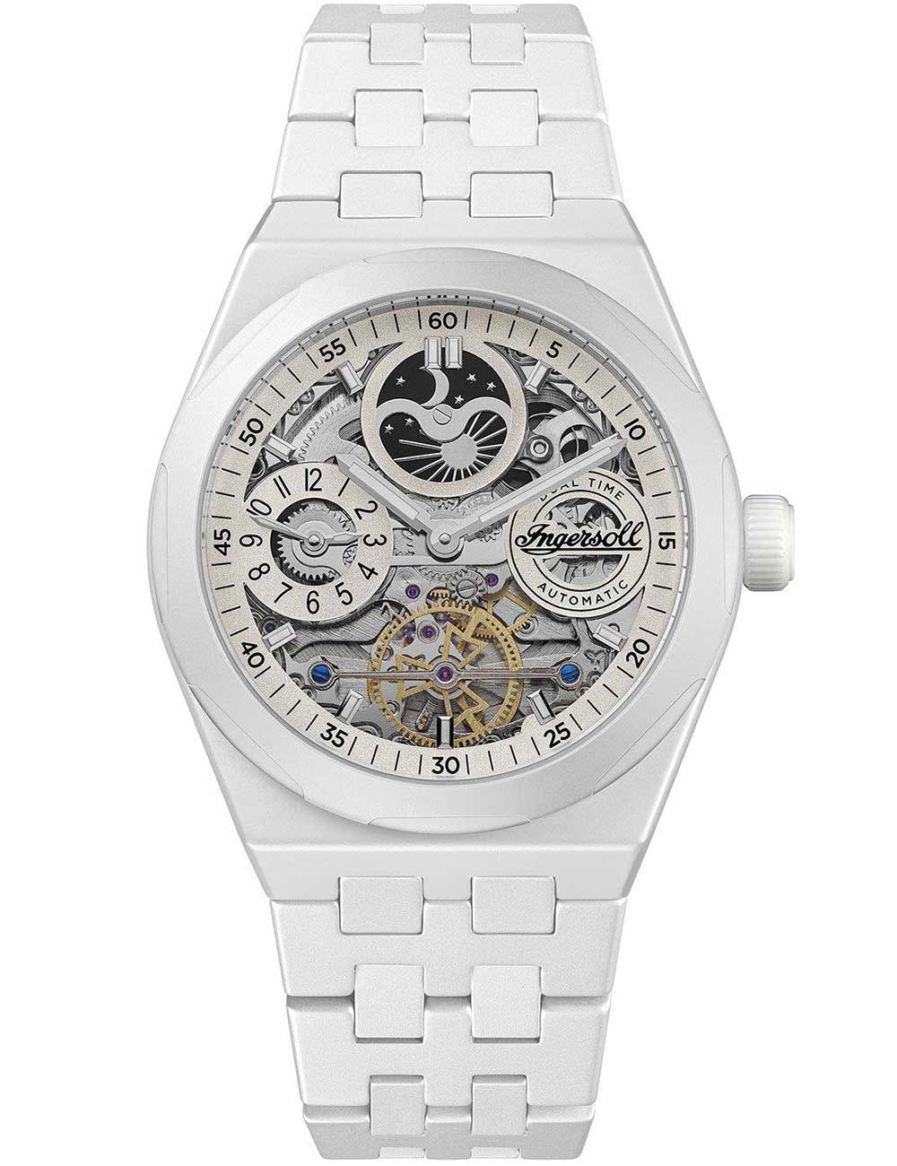 Ingersoll The Broadway I15103 Herrenuhr Weiß • Keramik-Automatik • Dual Time