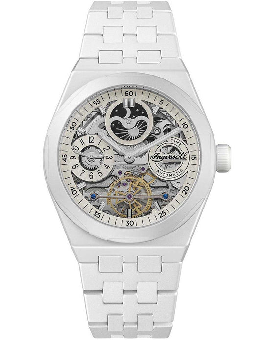 Ingersoll The Broadway I15103 Herrenuhr Weiß • Keramik-Automatik • Dual Time