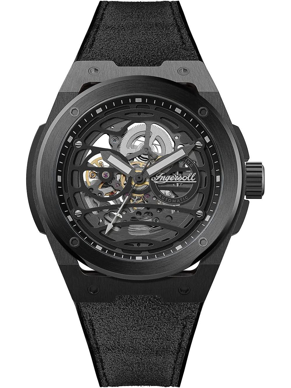 Ingersoll Springfield I15201 Herrenuhr Schwarz • Automatikwerk • Skelett-Zifferblatt