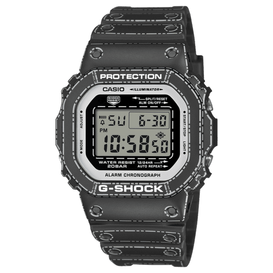 Digitale Casio G-Shock Herrenuhr mit schwarzem Silikonband und digitalem Display
