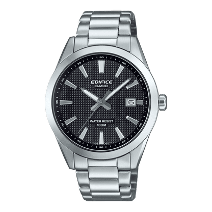 Casio Edifice Herrenuhr mit Edelstahlarmband, schwarzem Zifferblatt und Datumsfenster 5