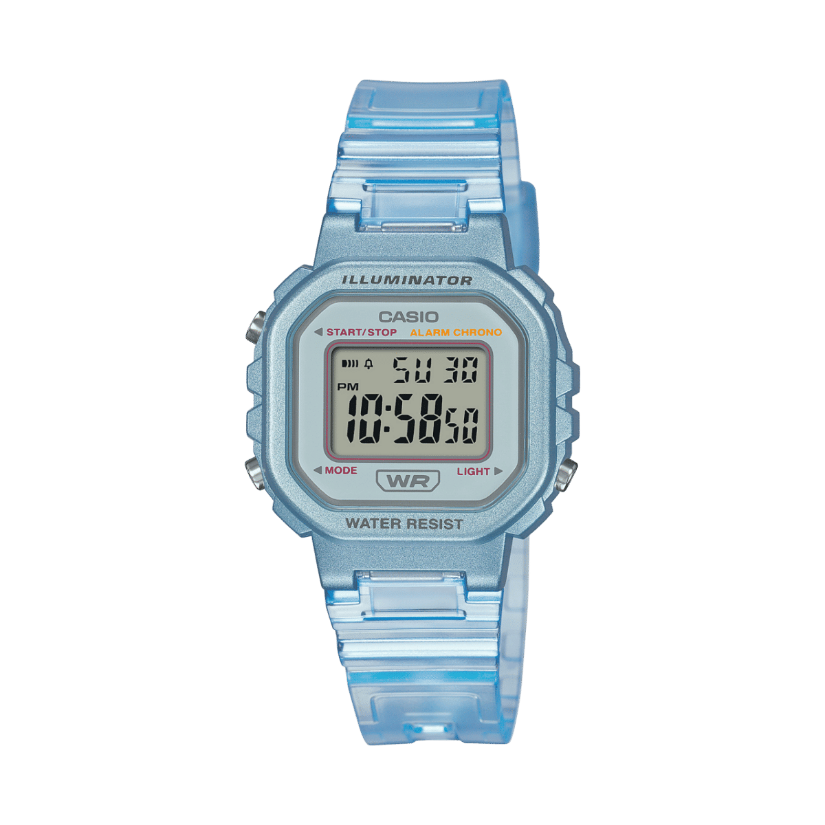 Casio LA-20WHS-2AEF Timeless Collection Damen Armbanduhr Hellblau • LED-Licht & Stoppuhr • Vollautokalender bis 2099