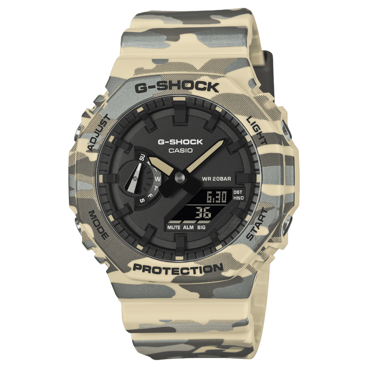 Casio G-Shock GA-2100CM-5AER Herrenuhr • Tarnmuster-Design • 20 BAR Wasserdicht