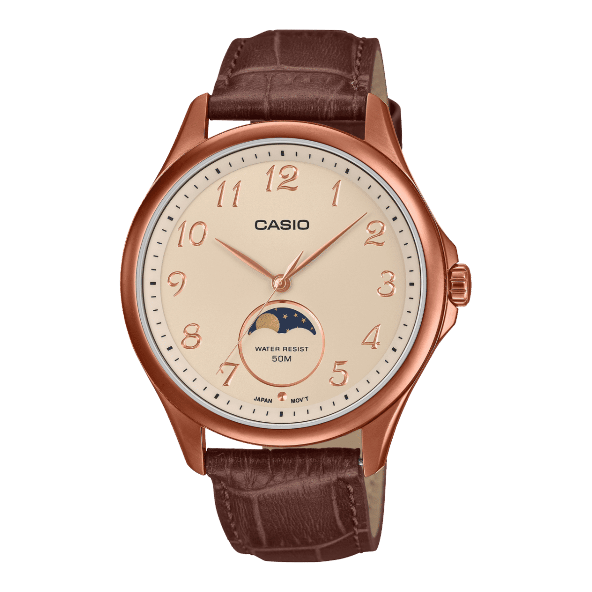 Casio Timeless MTP-M110RL-5AVER Herrenuhr • Mondphasenanzeige • Roségold Edelstahlgehäuse