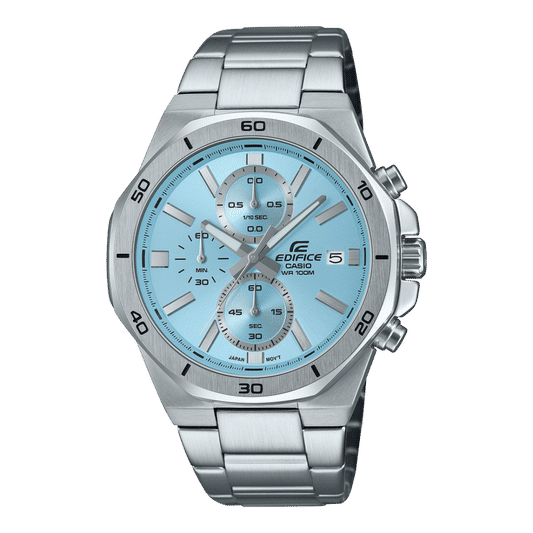Casio Edifice Herren-Chronographenuhr mit silbernem Zifferblatt und Edelstahlarmband