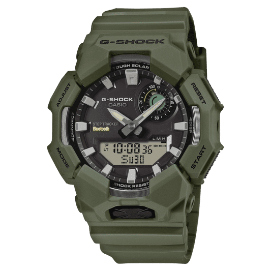 Casio G-Shock GA-B010 Herrenuhr mit olivgrünem Band und digitalem Display