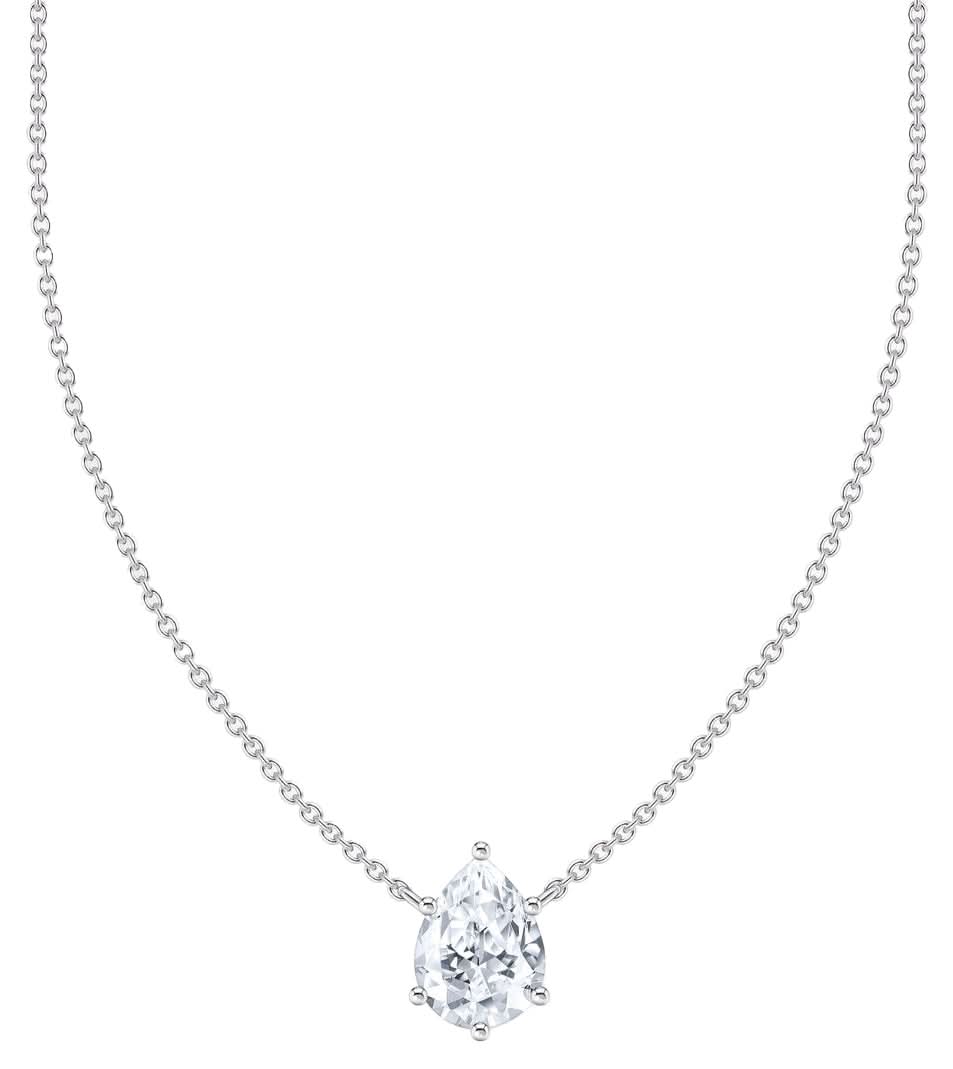 Cadena de plata 925 con colgante en forma de gota y circonita cúbica blanca