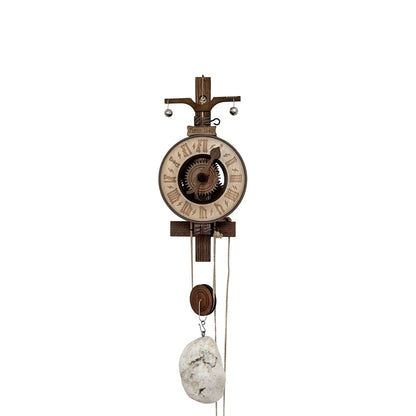 Rombach & Haas Anno 1640 A1640 Reloj de Pared Madera (oscura) • Mecanismo de Ruedas de Madera • Cuerda por Pesas con Foliot