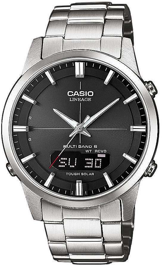 Reloj plateado para hombre con correa de acero inoxidable, esfera negra y pantalla