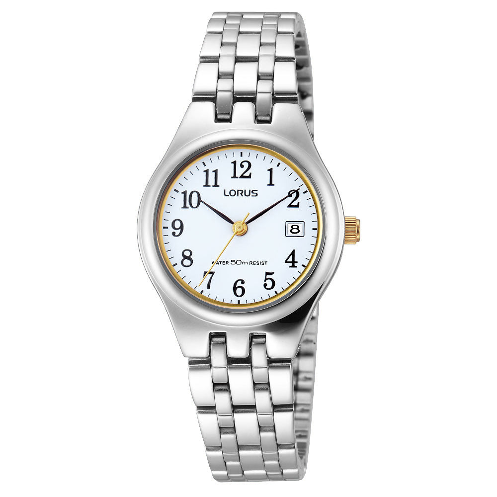 Lorus Classic RH787AX9 Damen Armbanduhr Silber • Quarzwerk mit Datum • Bicolor-Edelstahlarmband