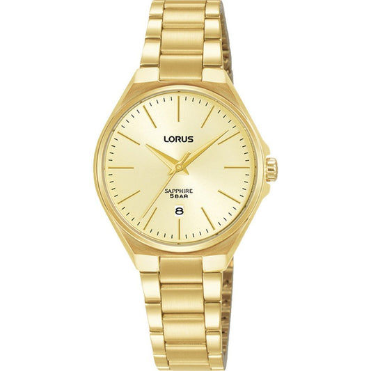 Lorus Classic RJ272BX9 Damen Armbanduhr • Saphirglas • Goldenes Edelstahlarmband