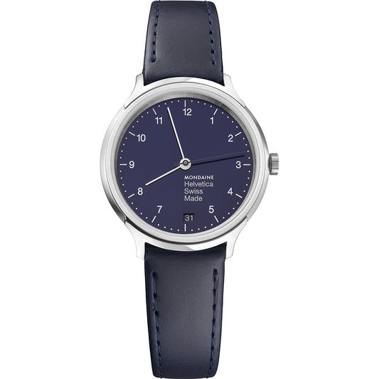 Mondaine Helvetica No1 Regular MH1.R1240.LD Herrenuhr Blau • Quarzwerk • Klassisches Schweizer Design