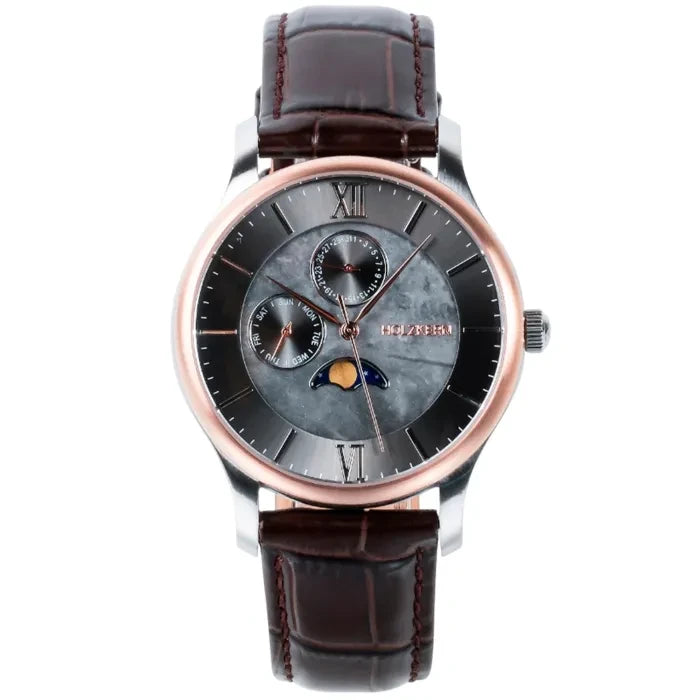 Holzkern Moonrise Armbanduhr Grau • Marmor-Zifferblatt • Miyota 6P21 Quarzwerk