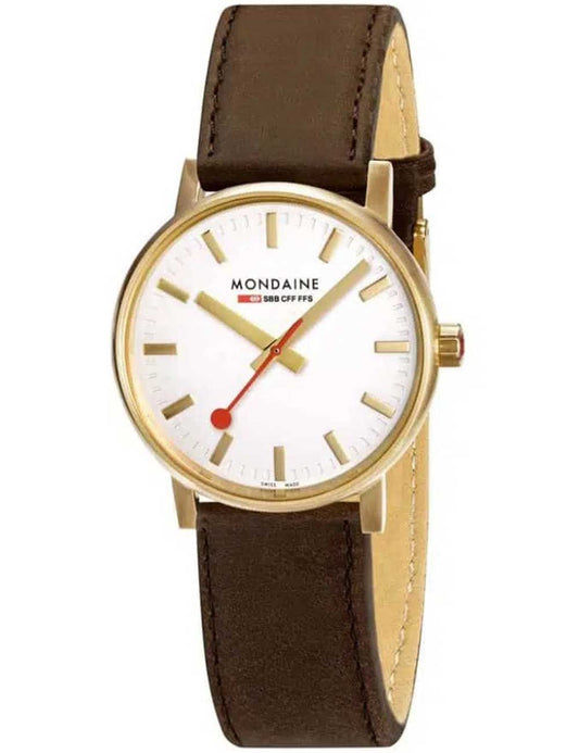 Mondaine evo2 MSE.30112.LG Damenuhr Gold • Saphirglas • Schweizer Quarzwerk