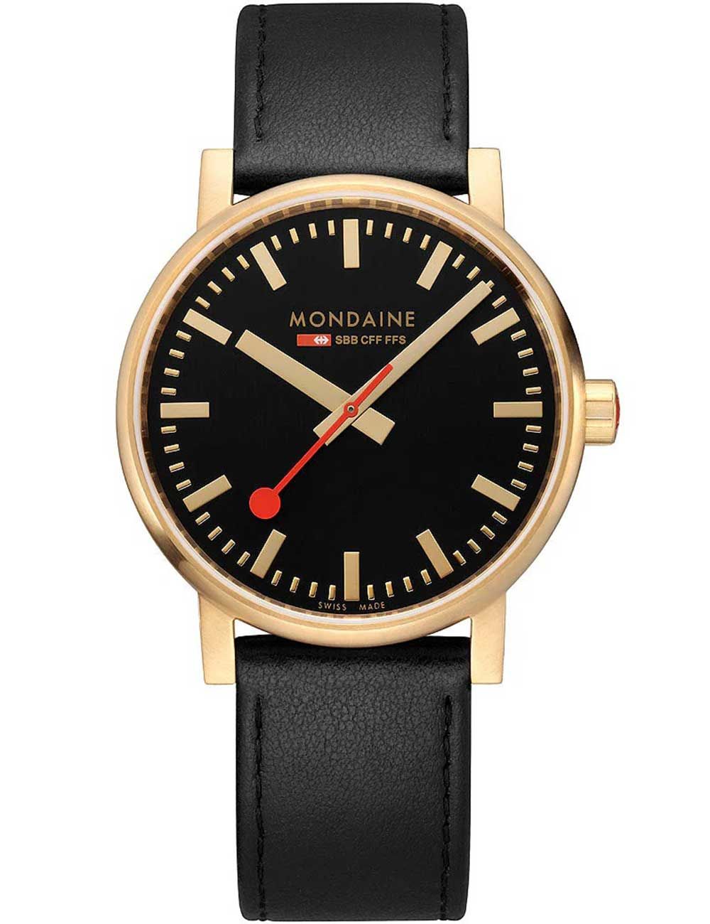 Mondaine evo2 MSE.40122.LB Herrenuhr Schwarz • Quarzwerk • Lederarmband, Bild 2