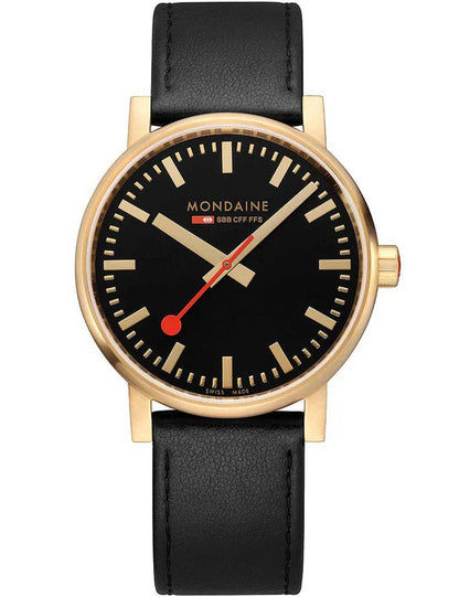 Mondaine evo2 MSE.40122.LB Herrenuhr Schwarz • Quarzwerk • Lederarmband, Bild 2