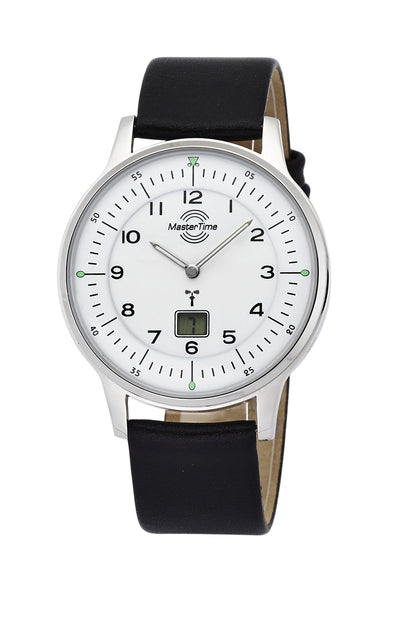 Master Time Slim MTGS-10657-70L Herren Armbanduhr Silber • Funkuhr mit Datumsanzeige • Mineralglas