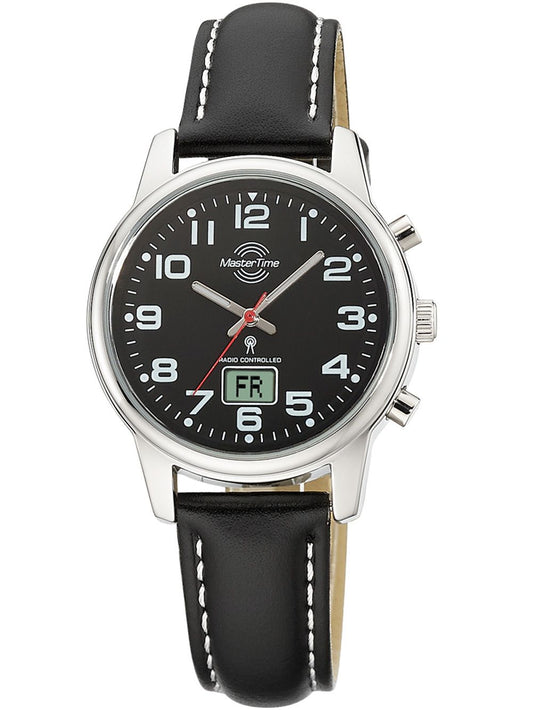 Master Time Classic MTLA-10819-22L Damen Armbanduhr Schwarz • Funkuhr • Mineralglasscheibe