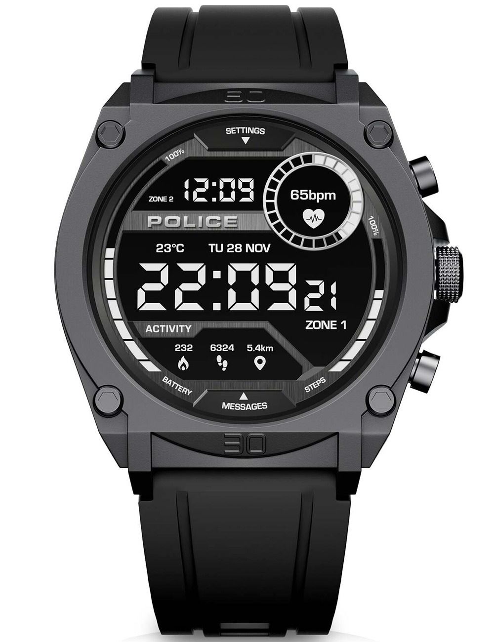 Police My Avatar PEIUN0000102 Herrenuhr Schwarz • Smartwatch • IP68 Wasserschutz