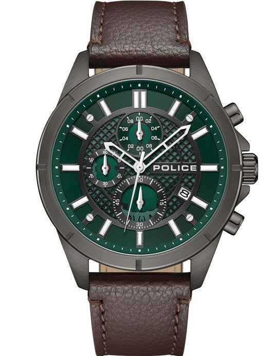 Police Burbank PEWGC0054002 Herrenuhr Grün • Quarz-Chronograph • Mineralglas