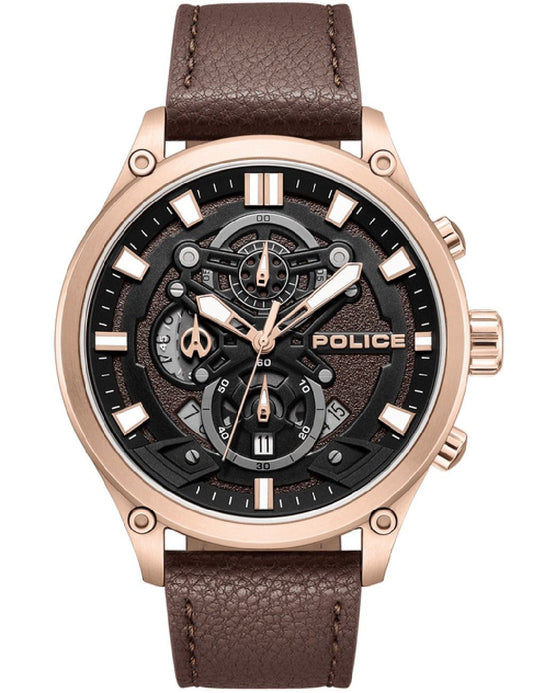 Police Wadden PEWGC0054204 Herrenuhr Braun • Quarz-Chronograph • Mineralglas