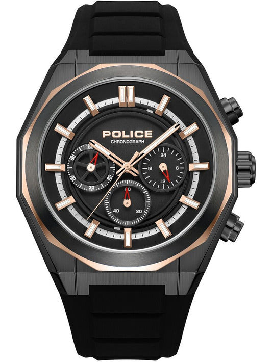 Police Steward PEWGO0093701 Herrenuhr Schwarz • Quarz-Chronograph • Mineralglas