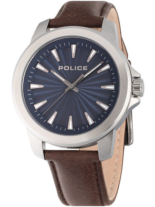 Police Mensor PEWJA2207803 Herrenuhr Blau • Lederarmband Braun • Quarzwerk
