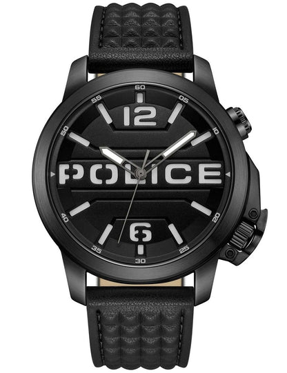 Police PEWJD0021701 Herrenuhr Schwarz • Quarzwerk • Lederarmband
