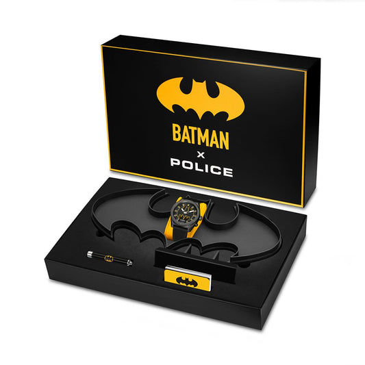 Police Ultimate Batman PEWGM0090102-SET Herren Armbanduhr Schwarz • Batman Special Edition • Batsignal-Taschenlampe im Set