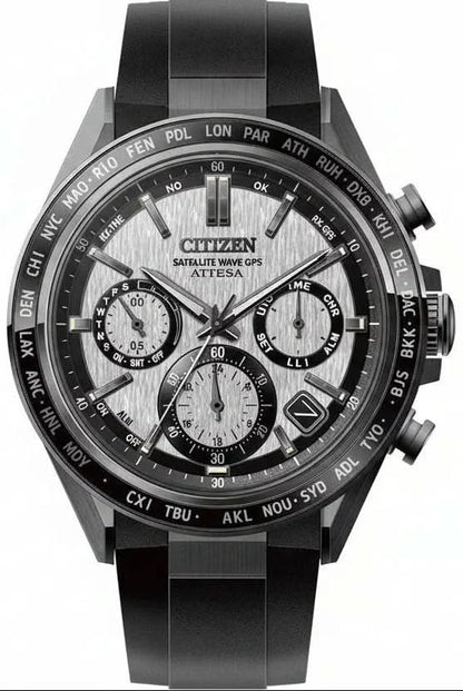 Reloj de hombre con esfera negra redonda, subesferas de cronógrafo y correa negra