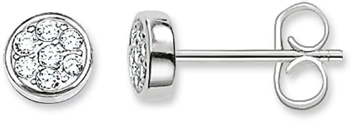 Pendientes redondos de plata de ley 925 con brillantes estructuras circulares